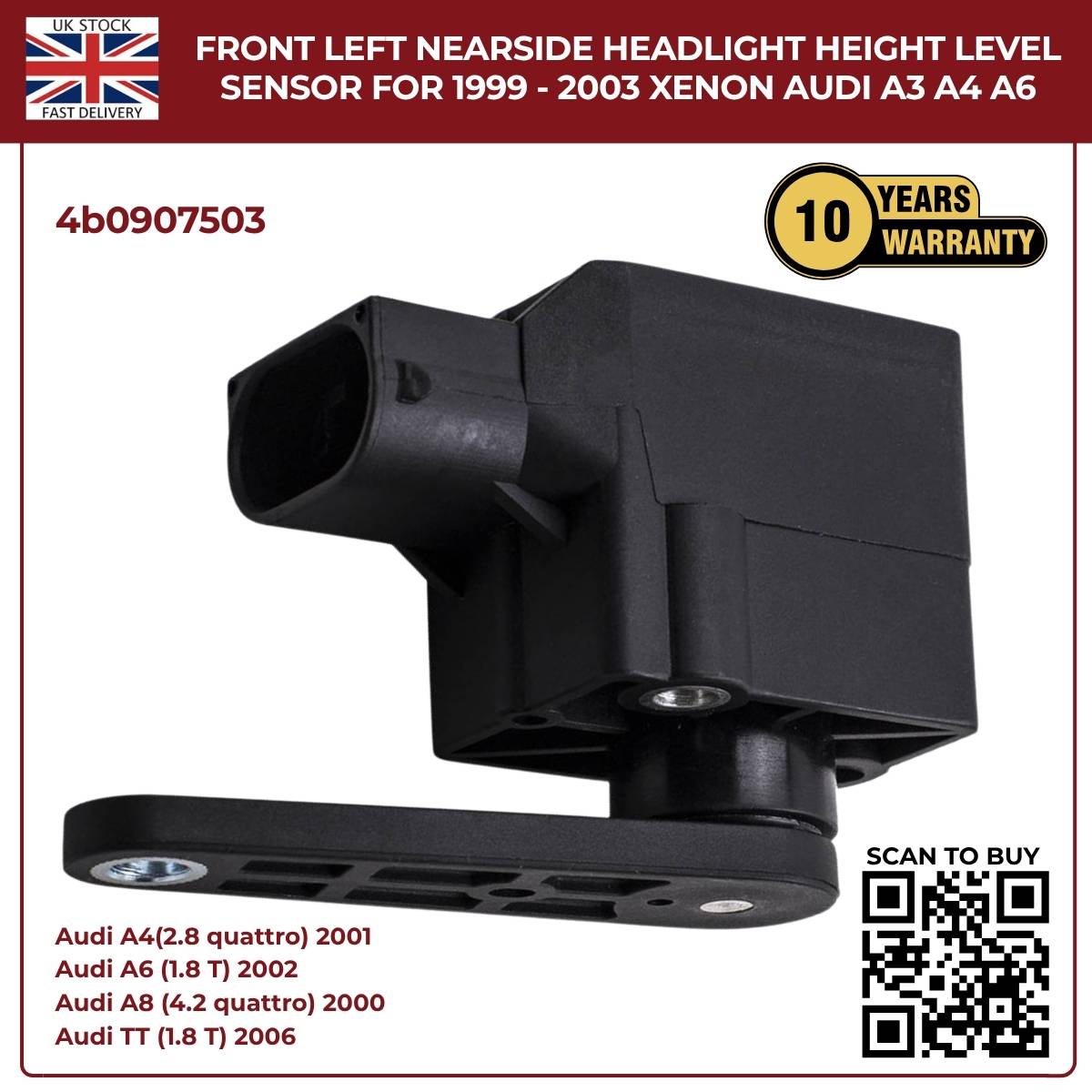 Headlight Level Range Sensor – Front Left (Nearside) – Fits 1999–2003 Audi A3 Xenon Models
