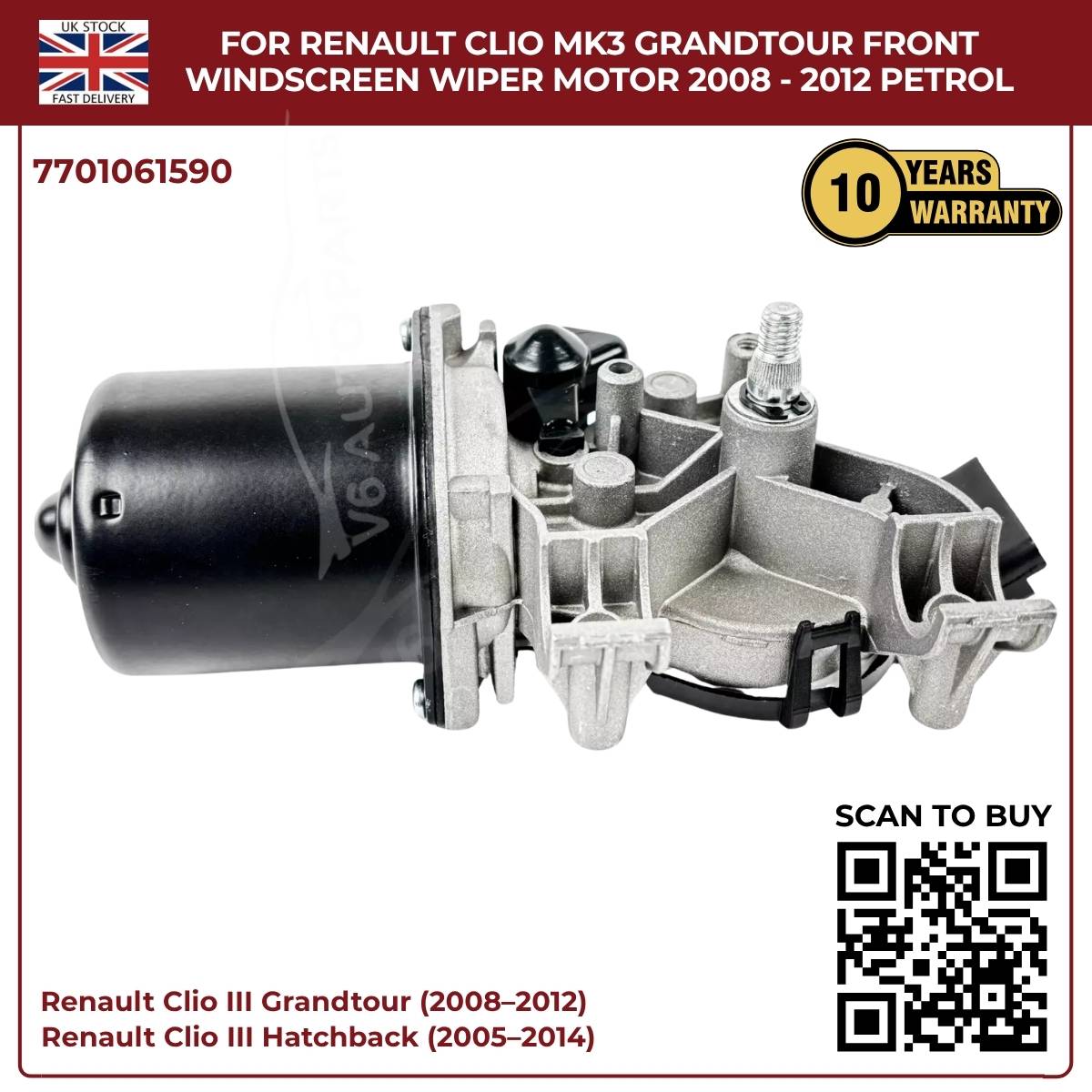 image of Renault Clio MK3 2005–2014 Diesel Petrol Front Wiper Motor 7701061590