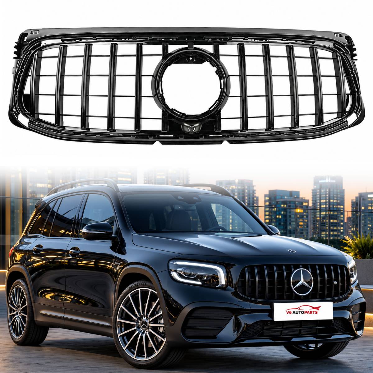 Front Bumper Panamericana Black Grille for Mercedes-Benz GLB-Class X247 (2019–2024) AMG-Line GT | Fits GLB35 & Compatible Models