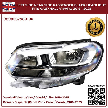 Image of Citroën Dispatch Replacement Left Headlight Assembly – 9808567980-00