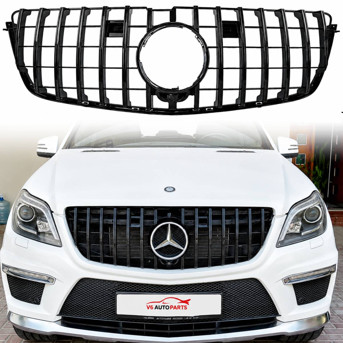 For Mercedes-Benz GL-Class X166 Front Radiator Grille – Panamericana GT Style (GL400, 2013–2016)
