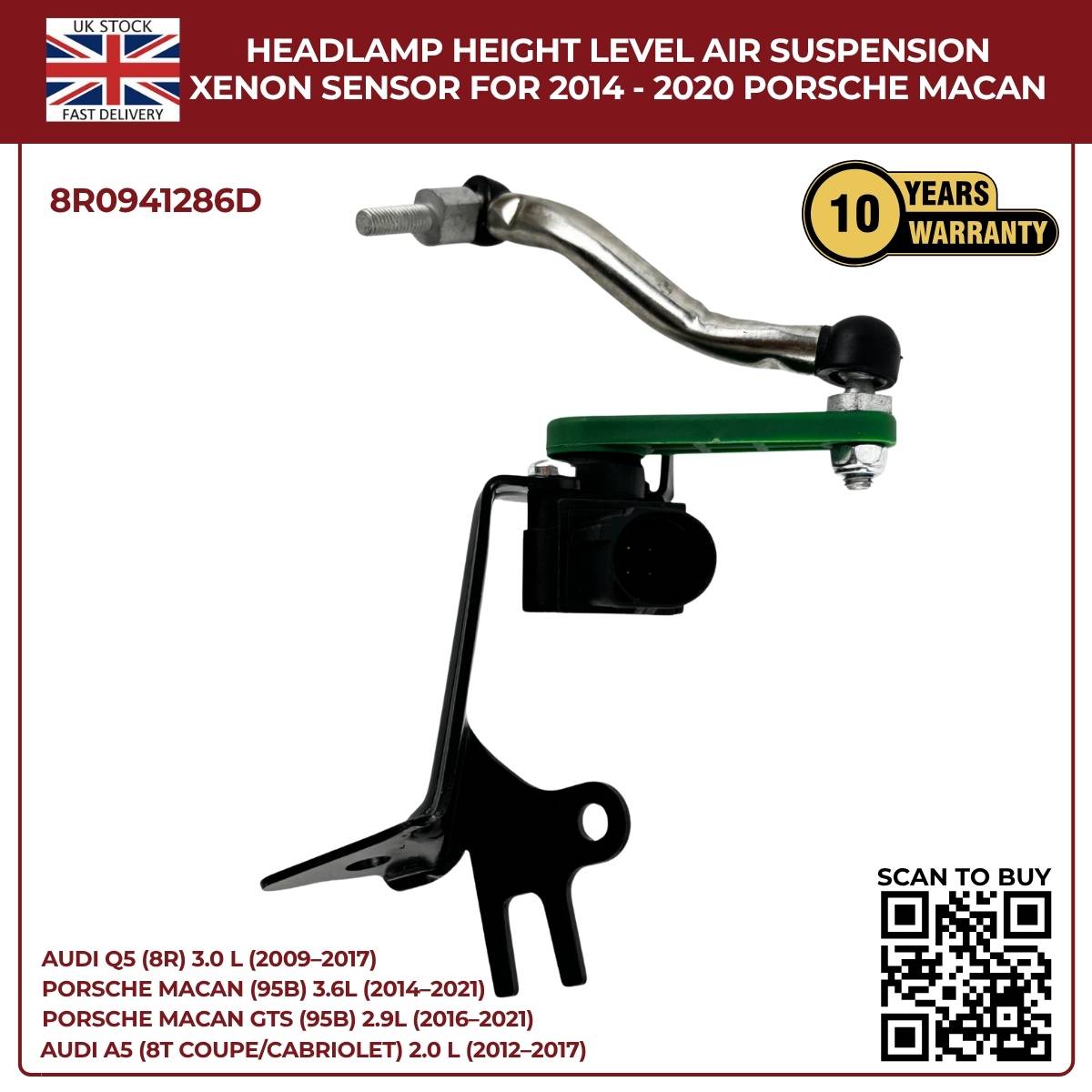 Front Right Suspension Height Level Sensor for Audi Q5 8R 8RB (2008–2017) SUV – OEM Replacement