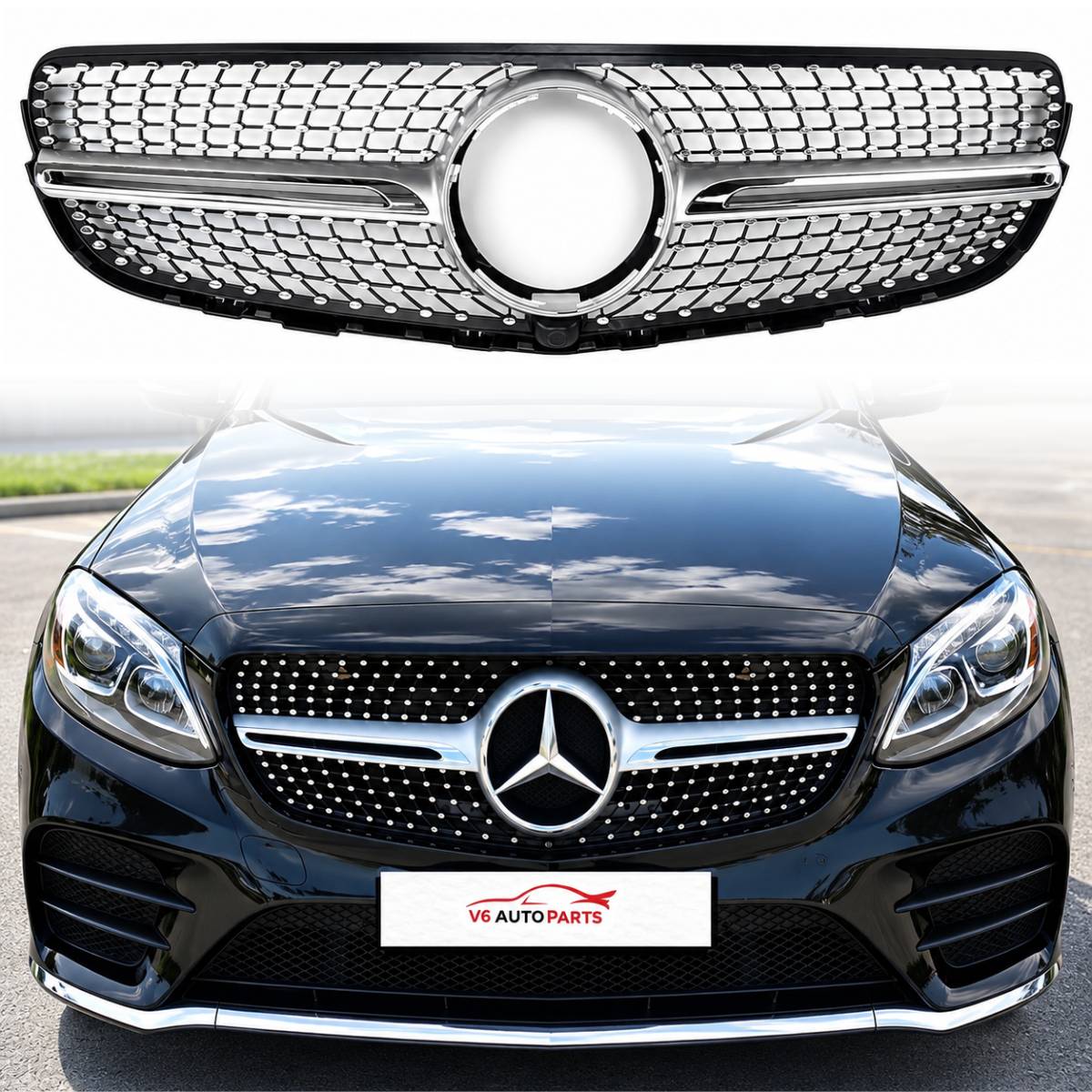 Frontstoßstangengrill für Mercedes 2015–2019 GLC-Klasse X253 GLC300 GLC350 Diamond 