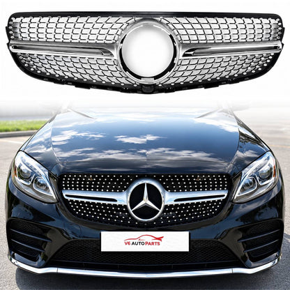 Frontstoßstangengrill für Mercedes 2015–2019 GLC-Klasse X253 GLC300 GLC350 Diamond 