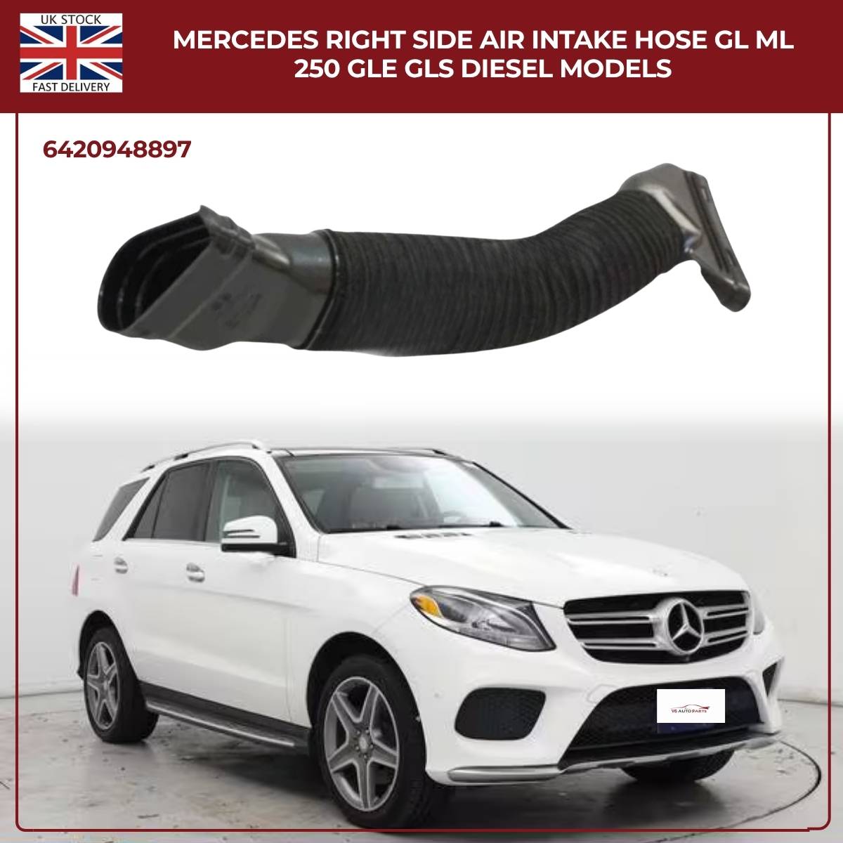 Mercedes Right Side Air Intake Hose - GL, ML, GLE, GLS Diesel Models 6420948897