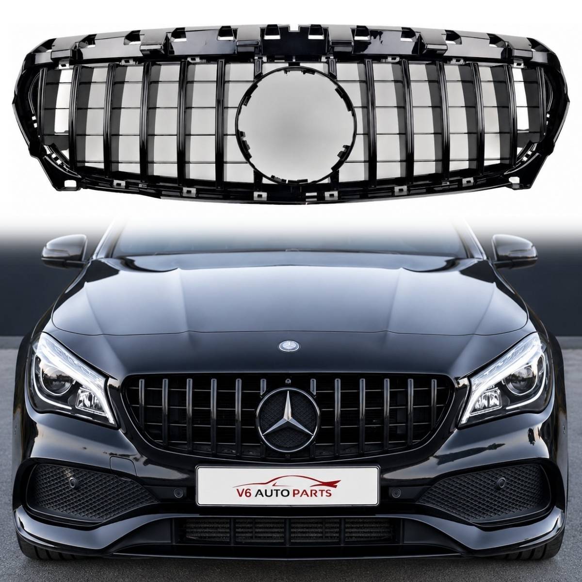 Frontstoßstange, glänzend schwarzer GT-Grill für Mercedes-Benz CLA-Klasse X117 Cla200 vor dem Facelift Panamericana 2013–2017 