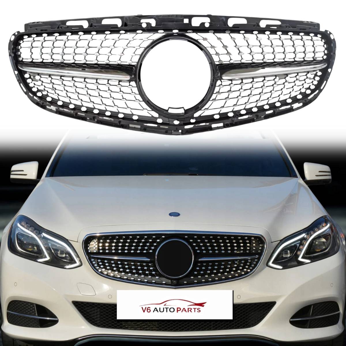 For Mercedes-Benz E-Class W212 (2013–2016) Front Bumper Grille – E350 / Sports AMG Line – E63 Style Upgrade – Saloon & Estate