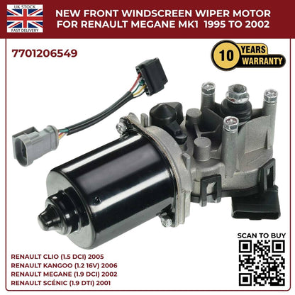 image of Front Windscreen Wiper Motor 12V for Renault Megane MK1 FWD 7701206549