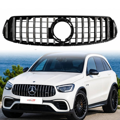 Front Bumper Chrome Slats GT Sport Grille | Fits 2019–2023 Mercedes-Benz GLC-Class W253/C253 Coupe GLC300 & GLC43 (Facelift)