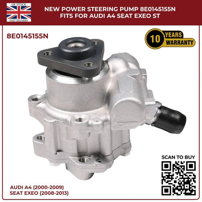 Image of replacement hydraulic power steering pump OEM 8E0145155N for Audi A4