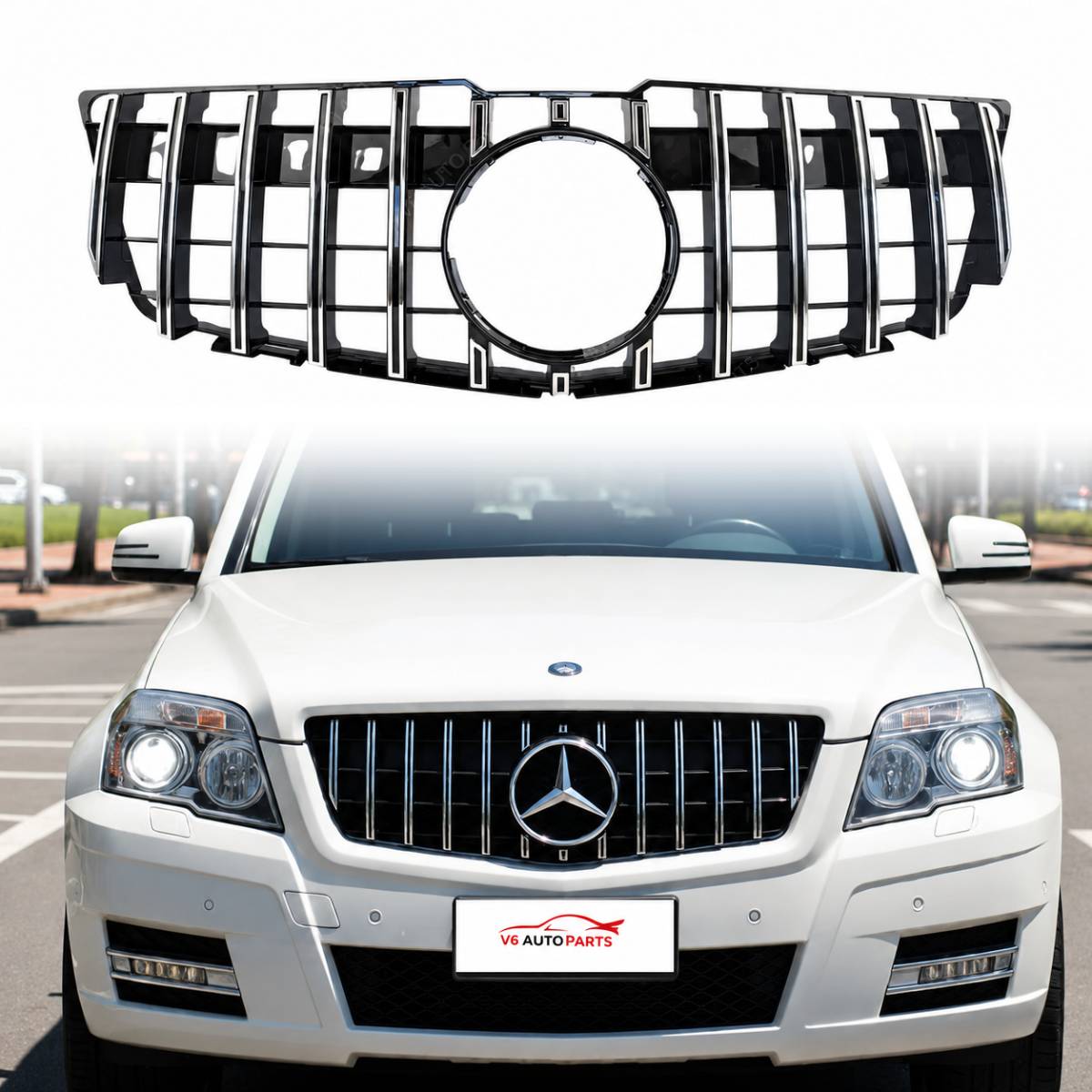 For Mercedes GLK-Class X204 Chrome Panamericana AMG GT-R Front Bumper Grille (2008–2012)