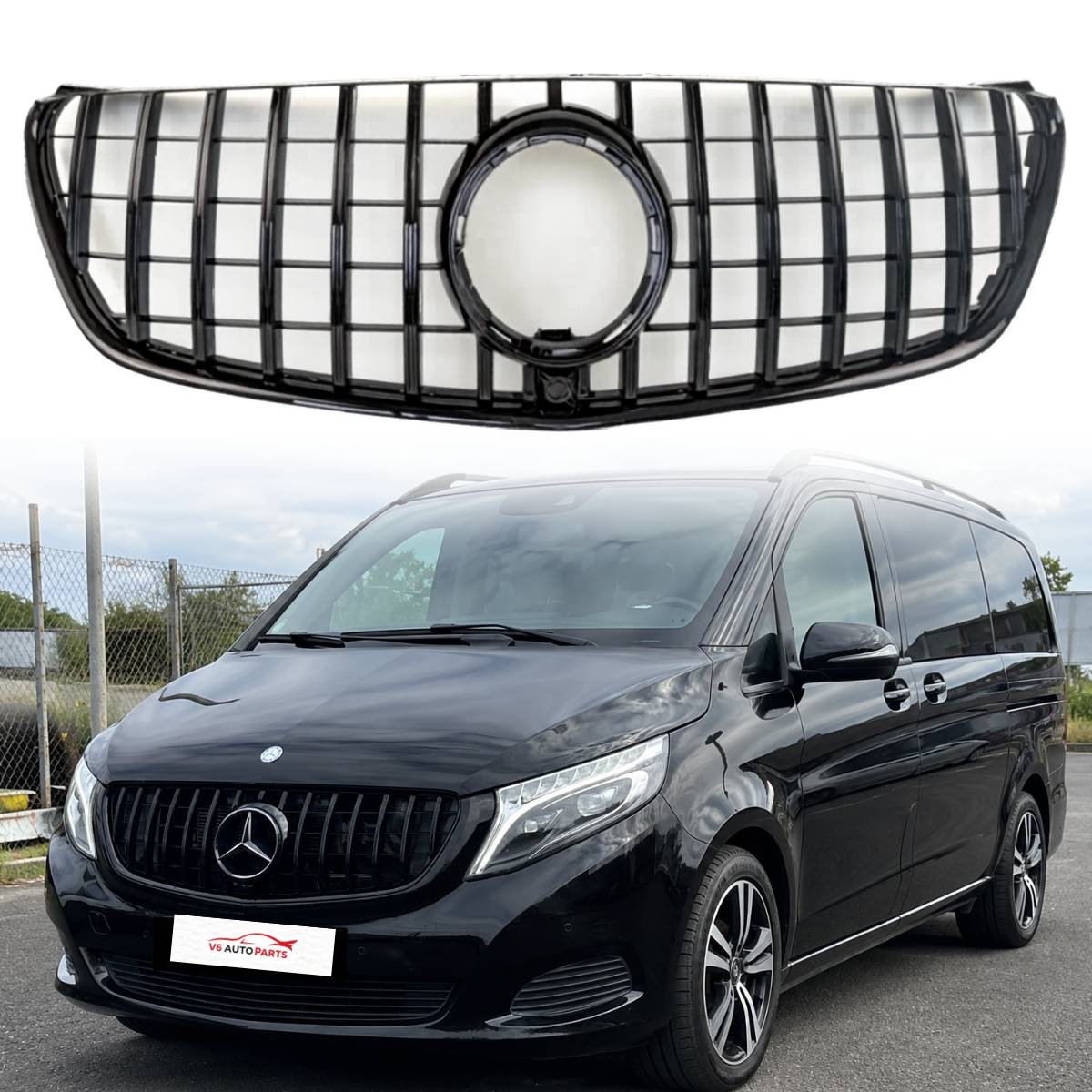 For Mercedes V-Class W447 GT Black Front Grille (2015–2023, V250/V260 MPV)For For