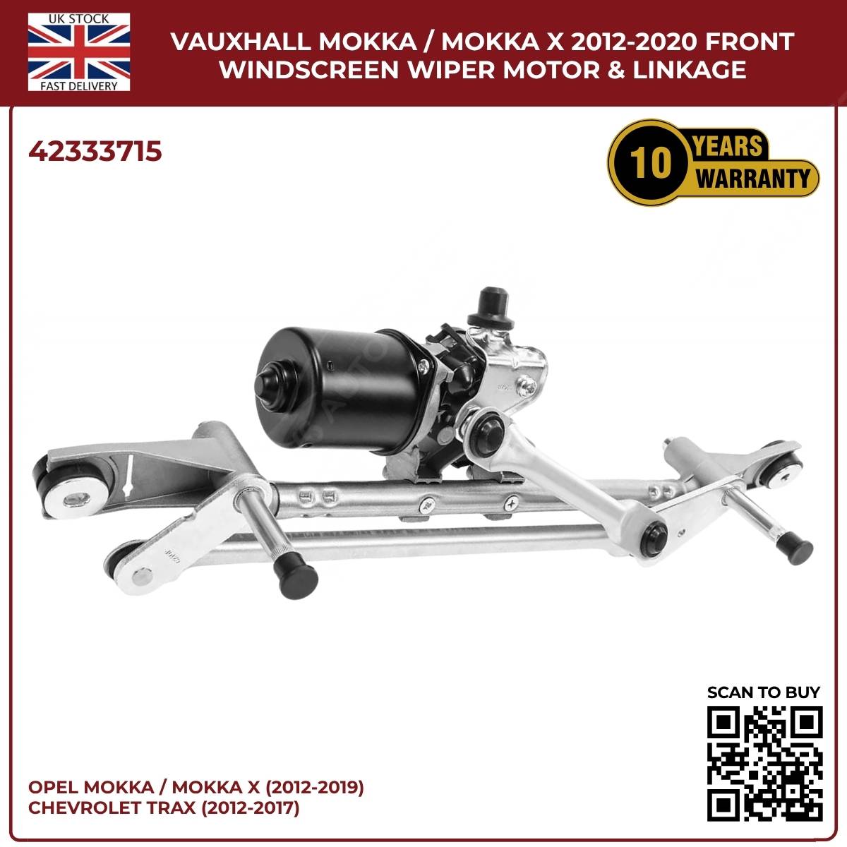 Front Windscreen Wiper Linkage & Motor For Opel Mokka / Mokka X 2013 - 2019 RHD