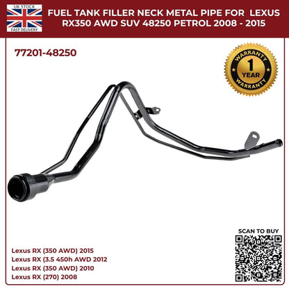 Fuel Tank Filler Neck Pipe For Lexus RX350 / RX270 (2008–2015, AWD & FWD, Petrol) | OE Ref 77201‑48250