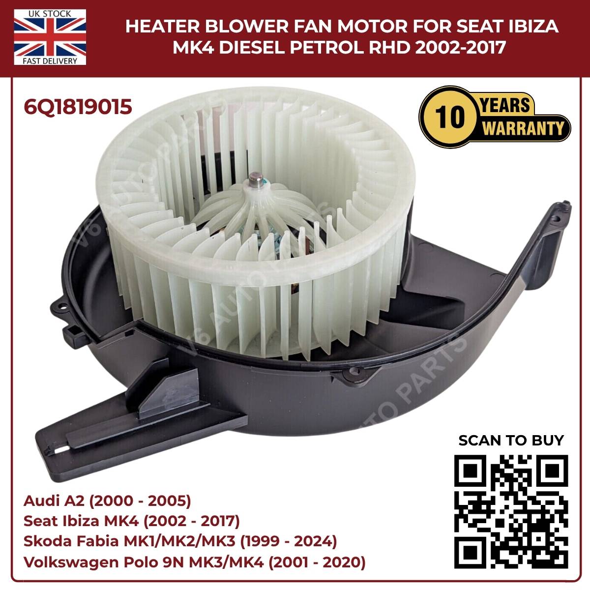 Image of Replacement Blower Fan Motor 6Q1819015L for Audi A1 8X1 RHD