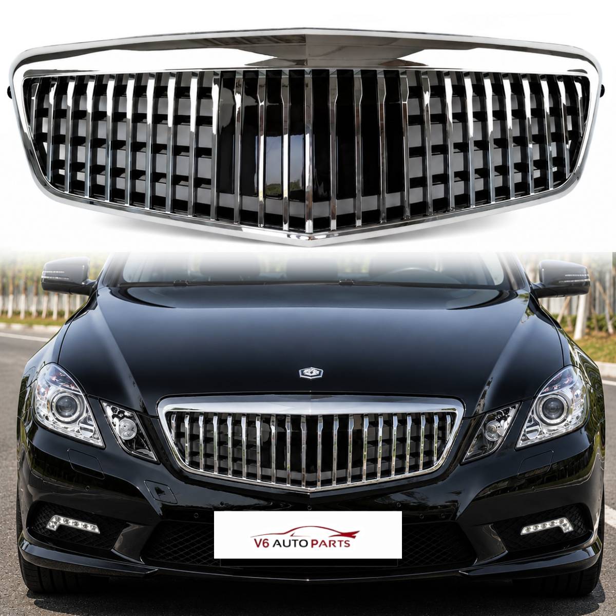 For Mercedes-Benz E-Class W212 Front Bumper Chrome Grille (E200 / E250, Pre-Facelift 2009‑2013)