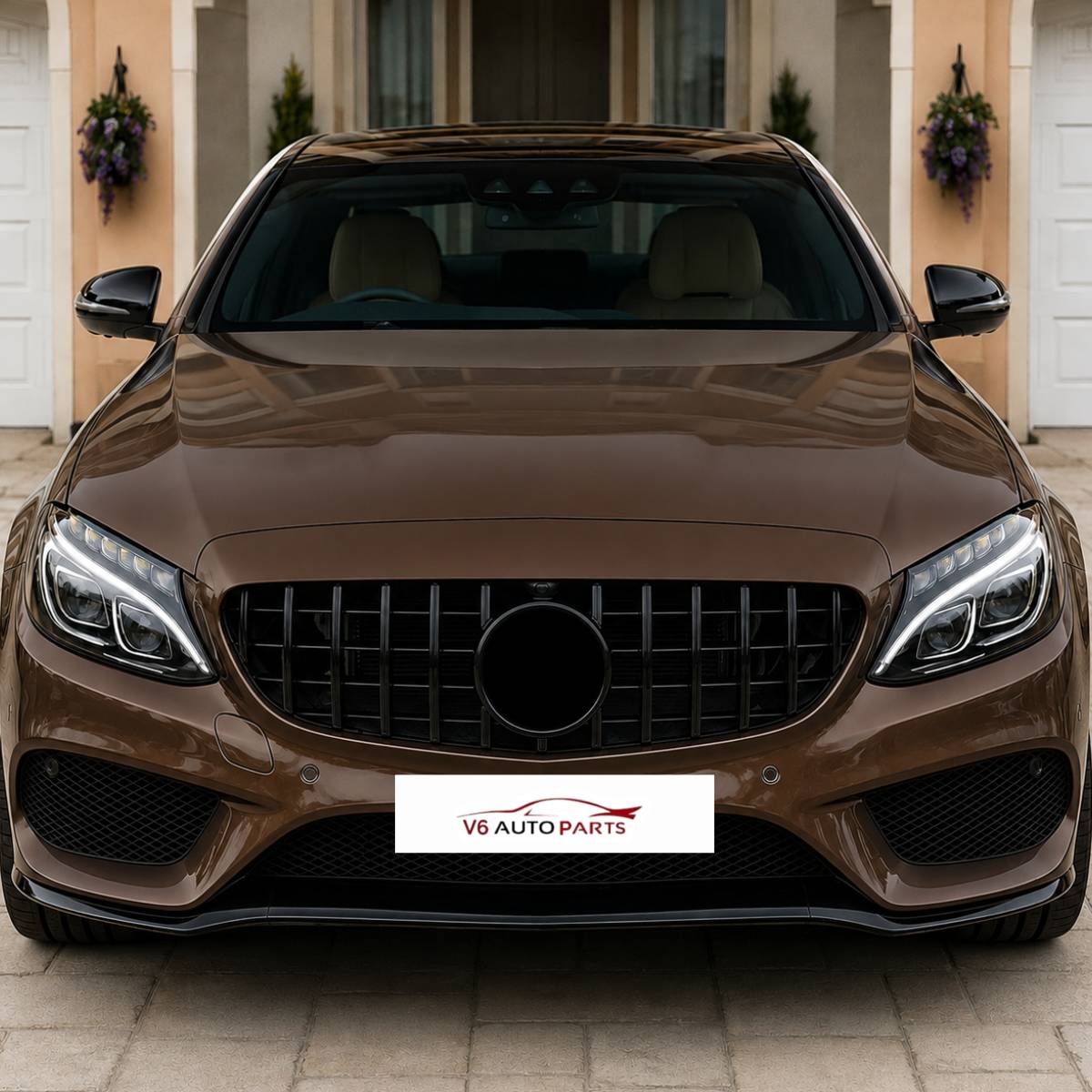 Frontstoßstangengrill in glänzendem Schwarz für Mercedes Benz C-Klasse W205 C250 GT-R Panamerica 2014–2018 