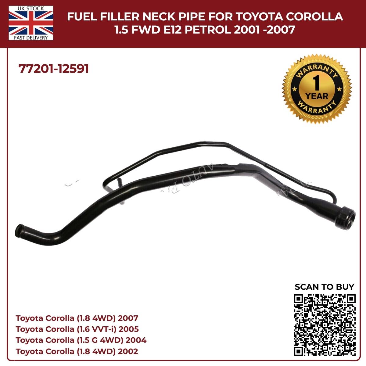 NEUER COROLLA FIELDER AXIO KRAFTSTOFFTANK-FÜLLHALS METALLROHR 77201-12700 