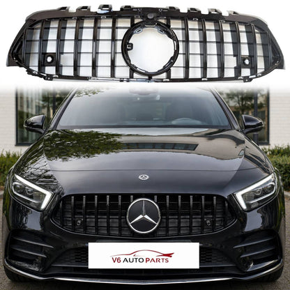 For Mercedes-Benz A-Class W177/V177 GT Panamericana Front Radiator Grille – Gloss Black (A200, A250, AMG A35, 2018–2023)