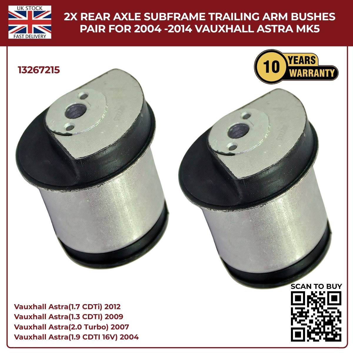 Image of replacement rear axle subframe bushes OEM 13267215 for Vauxhall Astra H MK5