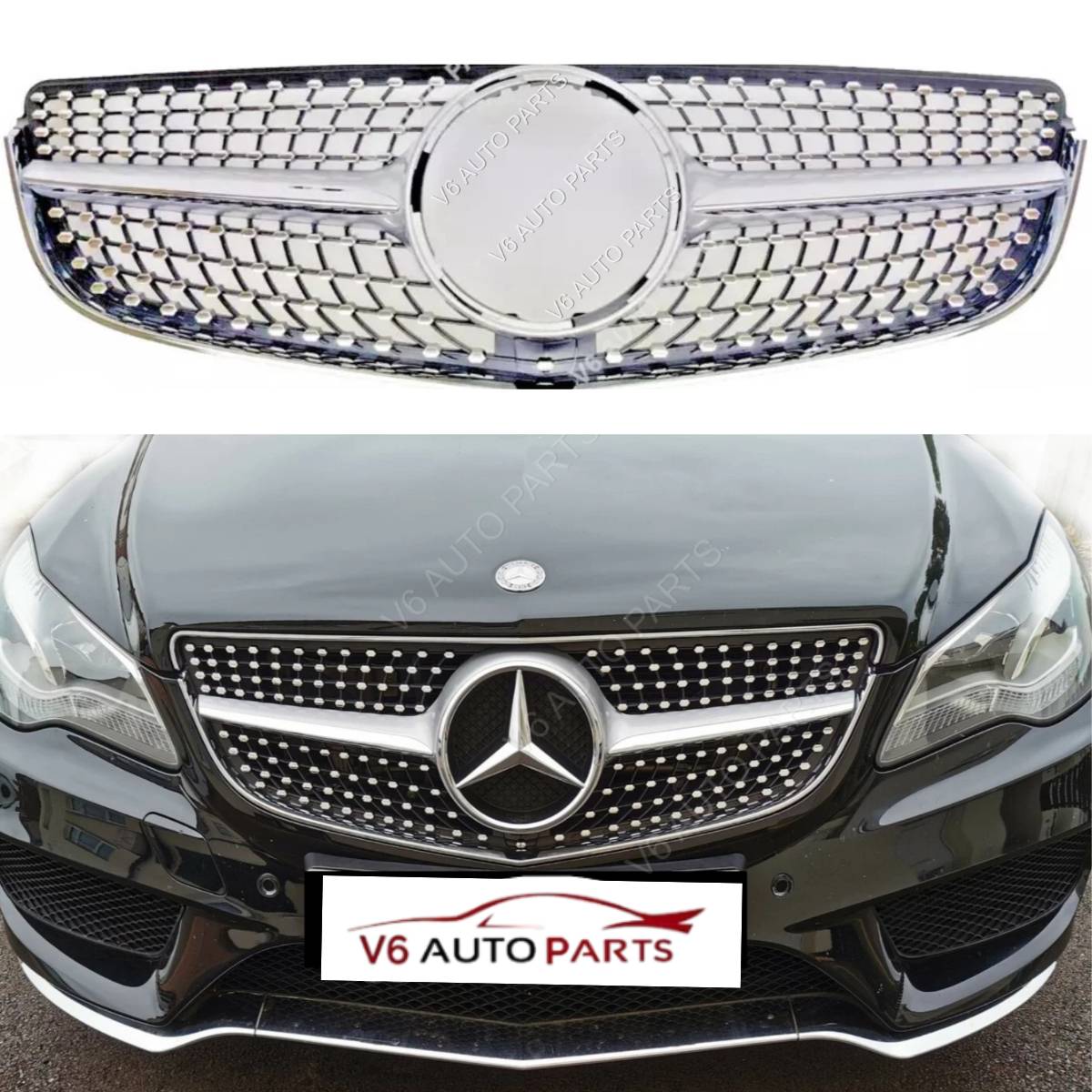For Mercedes‑Benz E‑Class W207 (2013‑2016) Front Radiator Diamond AMG Style Grille – Fits E300, E350, E550 Coupe & Convertible