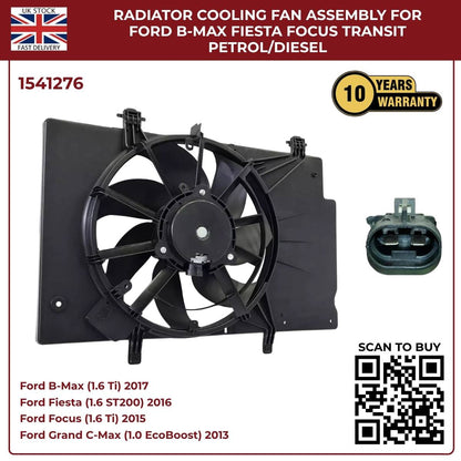 Radiator Cooling Fan Assembly – Ford B‑MAX, Fiesta, Focus, Transit (Petrol/Diesel)