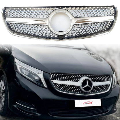 For Mercedes V-Class W447 V260 Chrome Diamond Front Radiator Grille (2015–2023)