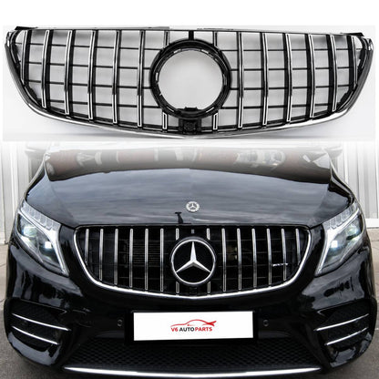 For Mercedes V-Class V250/V260 GT Grille – Black Slats Chrome Panamericana (2015–2023)