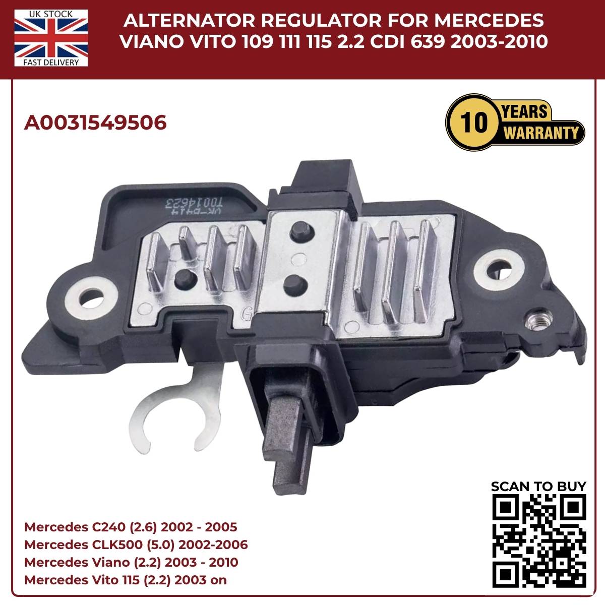 image of Mercedes Vito 109 CDI Electronic Voltage Regulator A0031549506