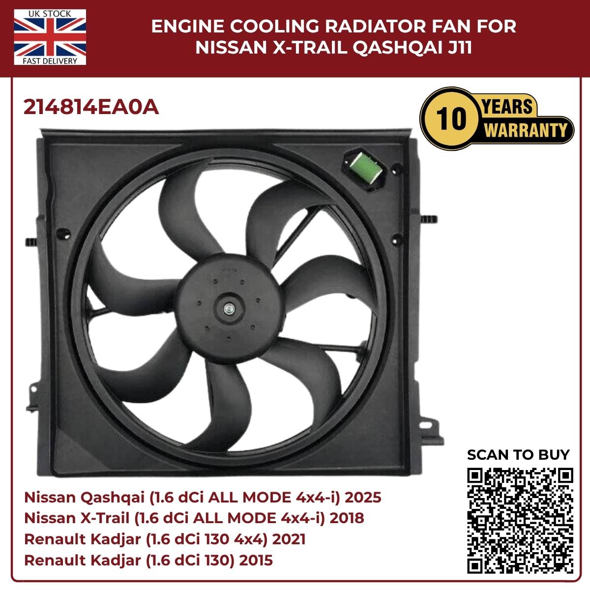 Nissan X-Trail & Qashqai J11 Radiator Cooling Fan – OEM 214814BE0B / 214814EB0A