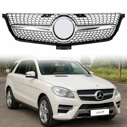 For Mercedes M‑Class W166 ML300/320/400 Front Radiator Grille (2012–2016) – Diamond Chrome