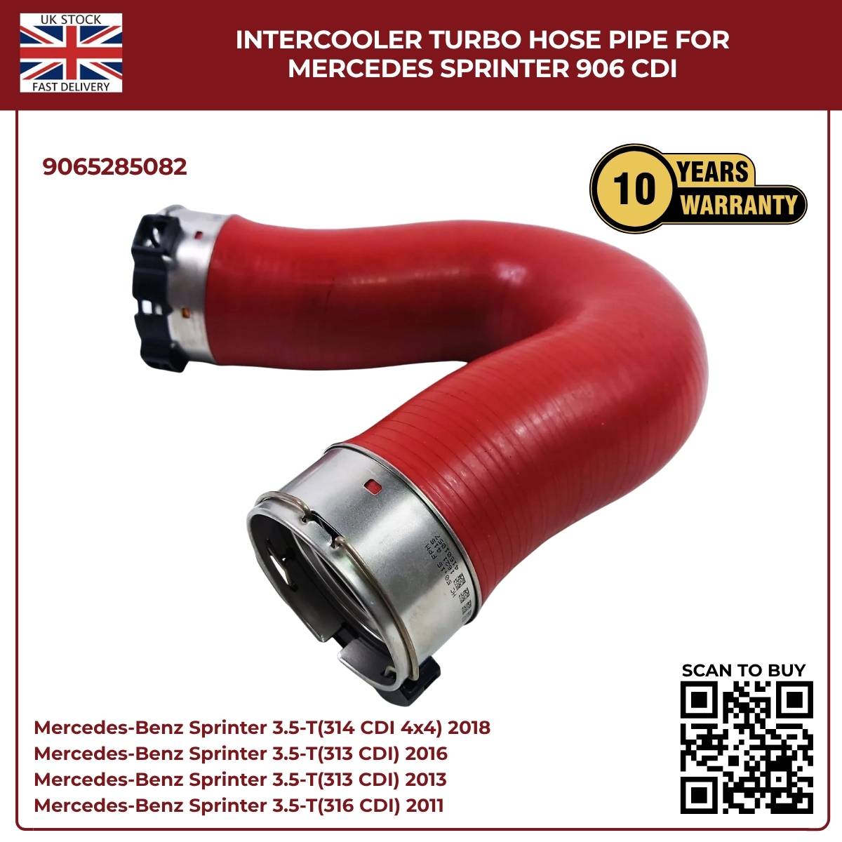 Image of A9065285082 turbo boost hose for Mercedes Sprinter diesel van