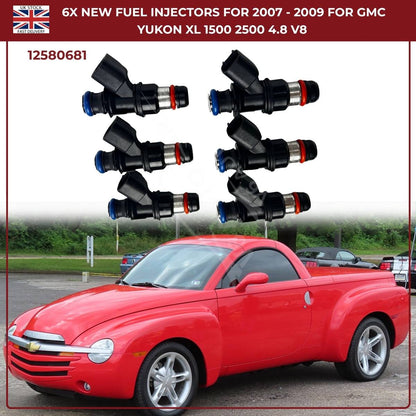 Set of 6 High-Flow Fuel Injectors | Fits 2005–2006 Chevrolet SSR 5.3L & 6.0L V8 Petrol | OEM 12580681 Replacement