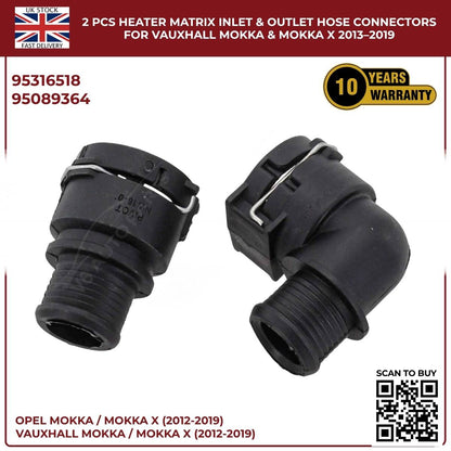 2 PCS Heater Matrix Inlet & Outlet Hose Connectors For Vauxhall ΜΟΚΚΑ Χ 2013-19