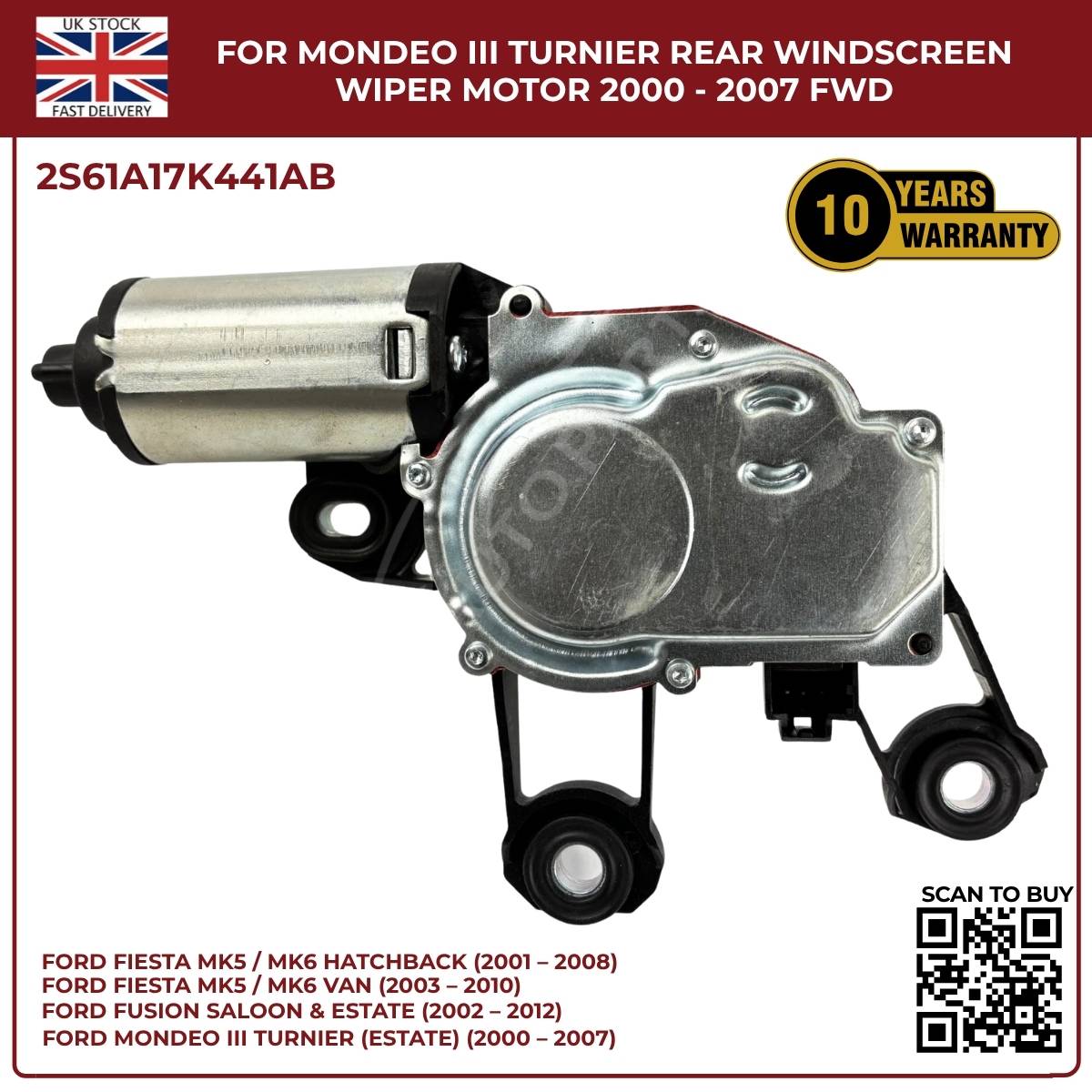 Ford Fiesta MK5/MK6 Rear Windscreen Wiper Motor (2001–2010) – OEM Replacement 2S61A17K441AB