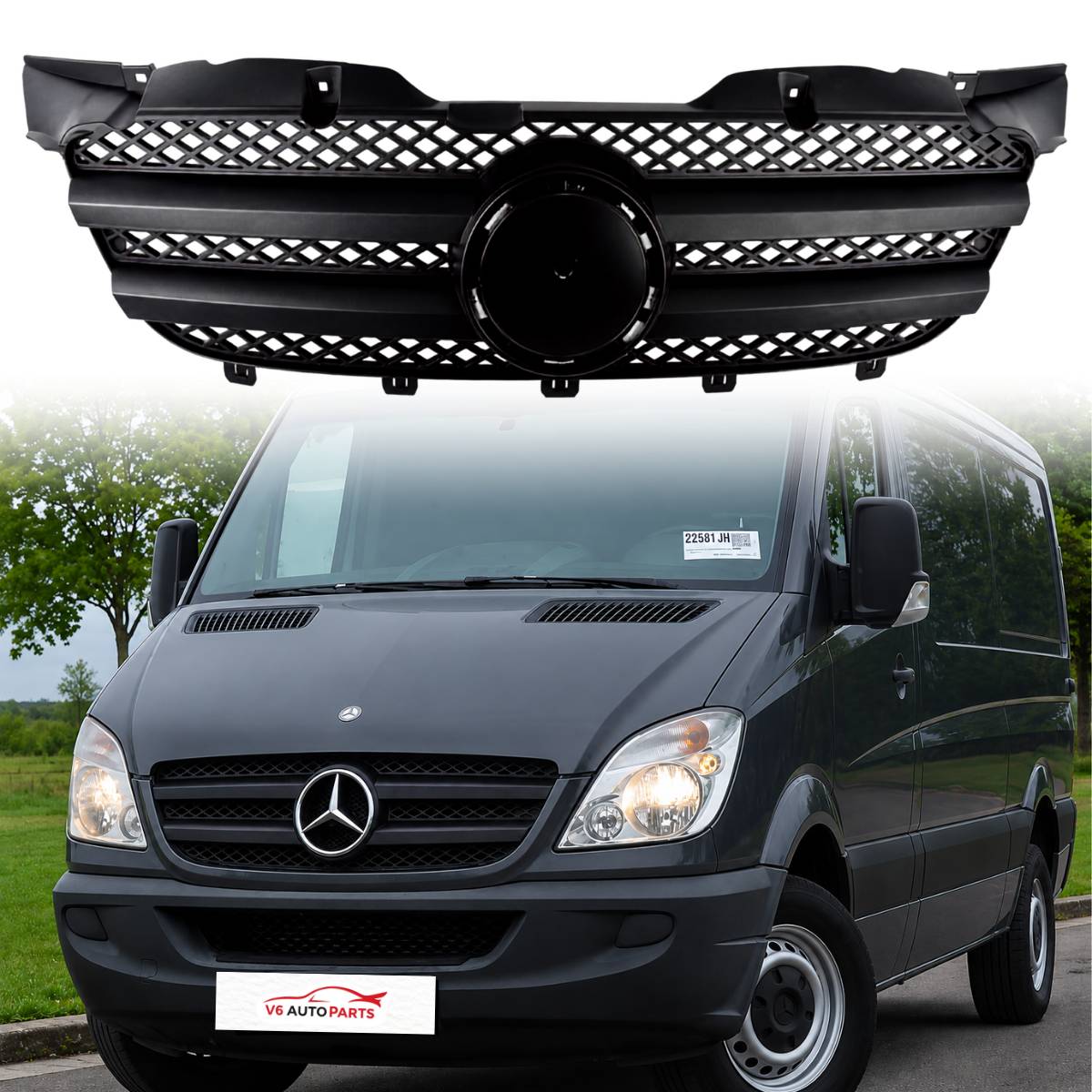 Black Front Radiator Grille – Mercedes Sprinter W906 2008–2013 (Pre‑Facelift, Standard Style)