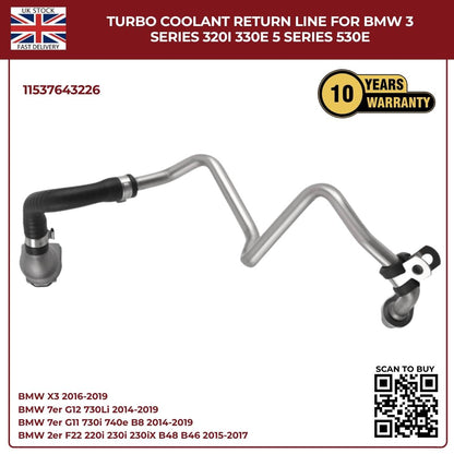 BMW Turbocharger Coolant Return Hose – Right Passenger Side | Fits B46/B48 Petrol Engines | OEM Ref 11537643226