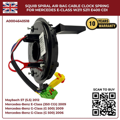 Airbag Clock Spring Spiral Cable A0004640518 for Mercedes-Benz E-Class, G-Class & Maybach