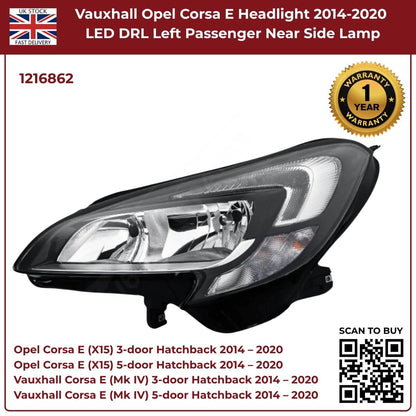 Image of Vauxhall Corsa E LED DRL Headlight with Electric Levelling – 1216862