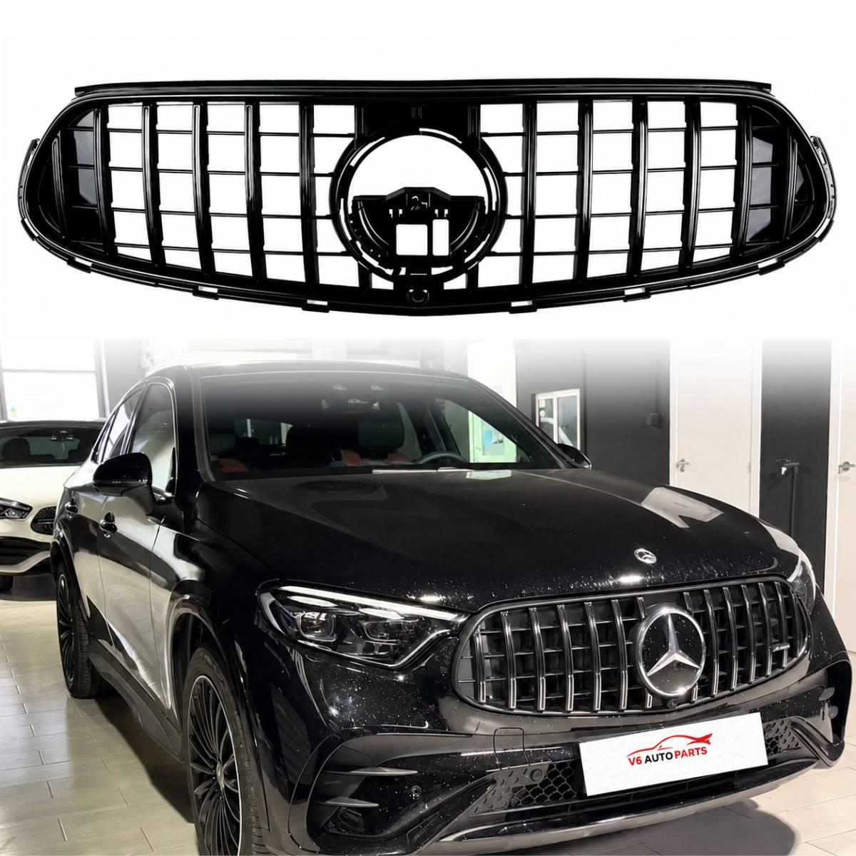 For Mercedes-Benz GLC-Class X254/C254 Front Radiator Black Sport AMG Line Grille (GLC43, 2023–2025)
