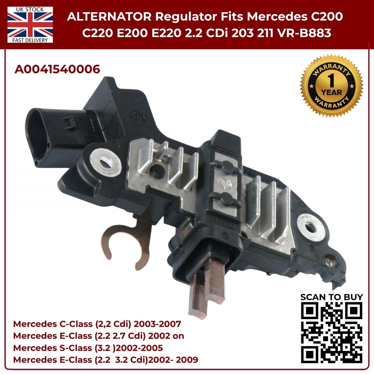 image of Mercedes-Benz C-Class 2.2L CDI Diesel Alternator Regulator A0041540006