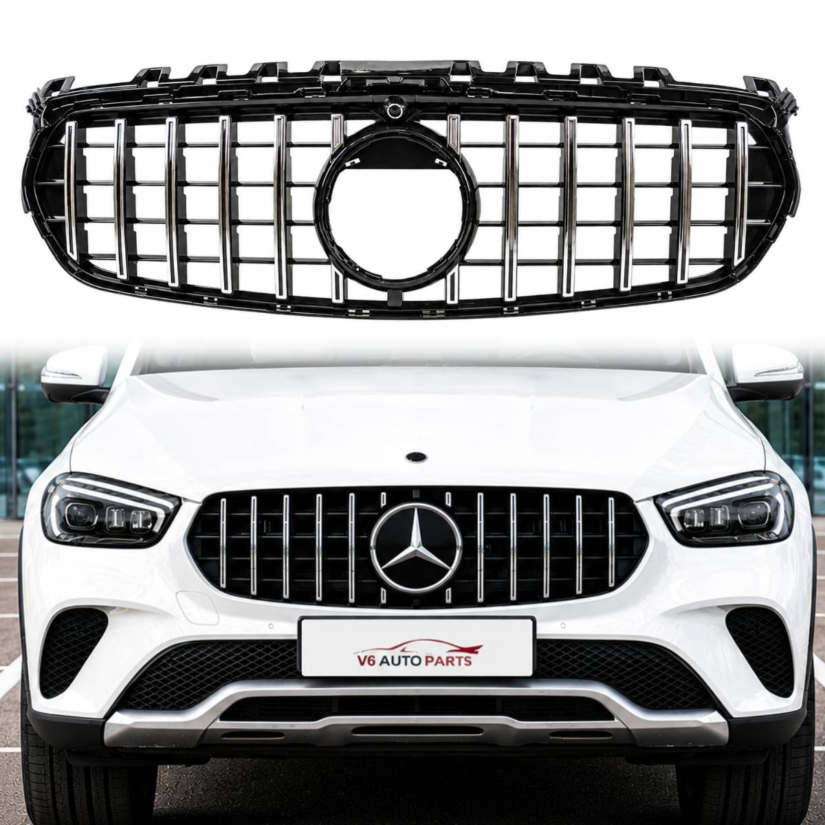 For Mercedes B-Class W247 B200 Compatible Front Bumper Chrome Grille 2018-2023 Panamericana