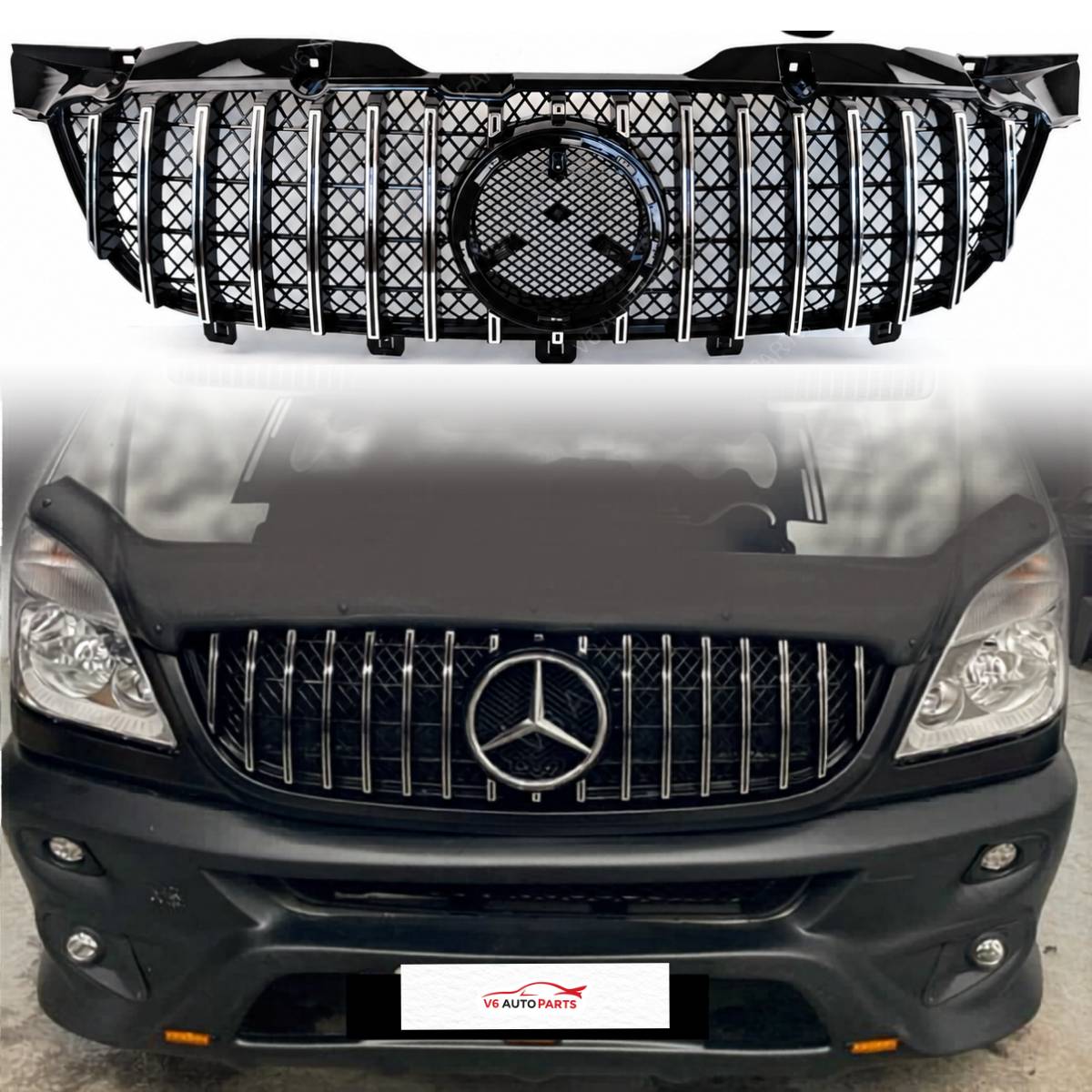 Front Radiator Grille Silver Chrome – Mercedes Sprinter W906 MK2 Pre‑Facelift 2009‑2013