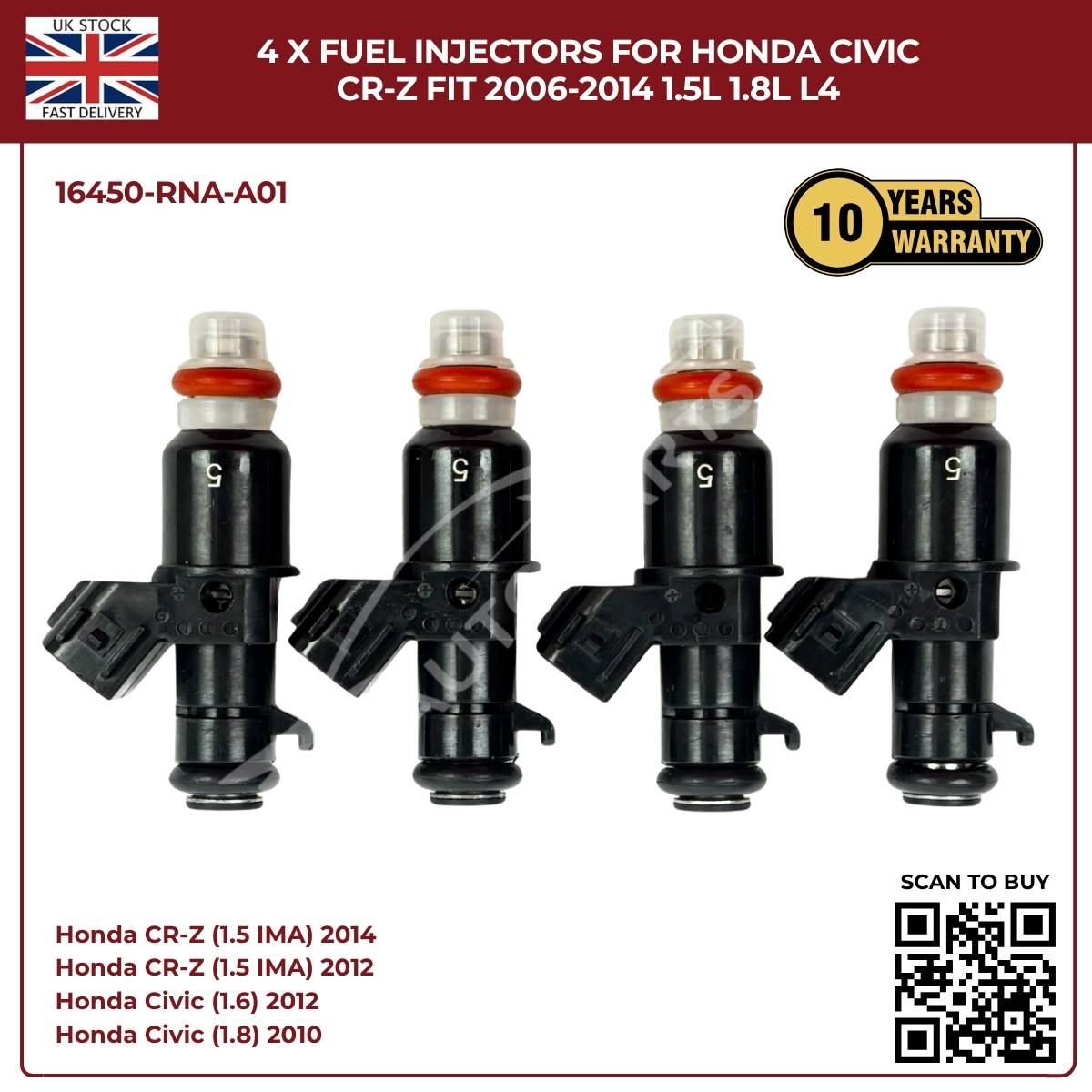 Image of 16450-RNA-A01 fuel injectors for Honda Civic 2006–2014
