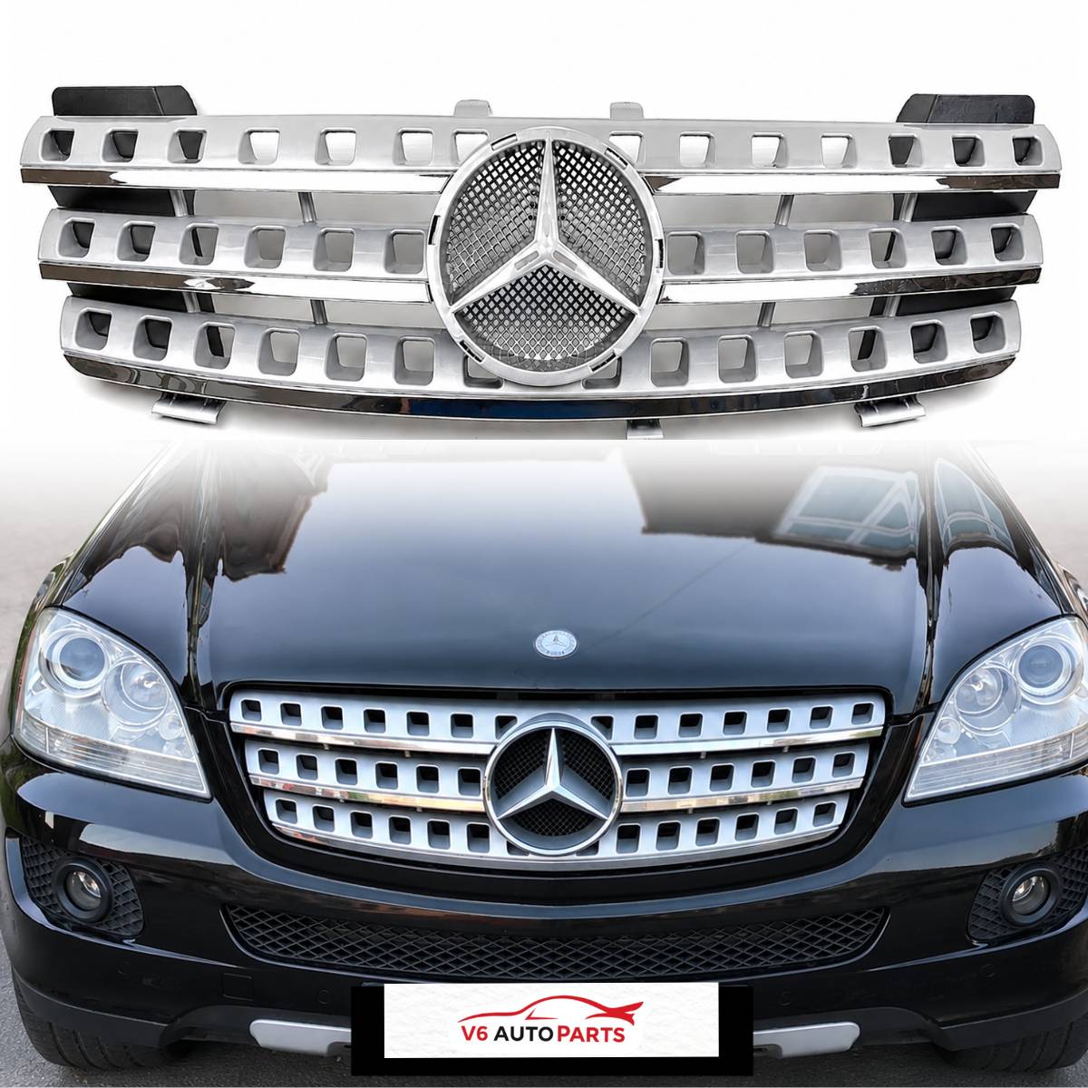 Front Bumper Chrome Grille – Mercedes M-Class W164 (2005–2008) ML500 ML550