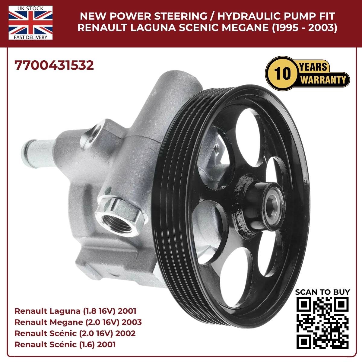 Image of power steering pump 7700431532 for Renault Megane