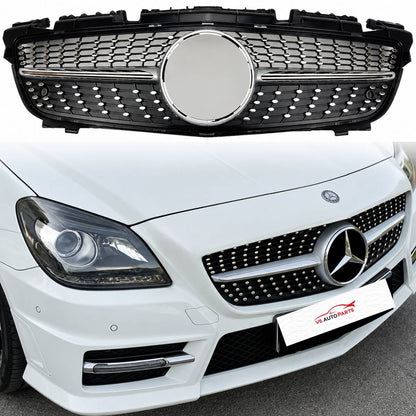 For Mercedes SLK R172 Diamond Chrome Grille (2011–2016 SLK55/SLK200 Pre-Facelift)