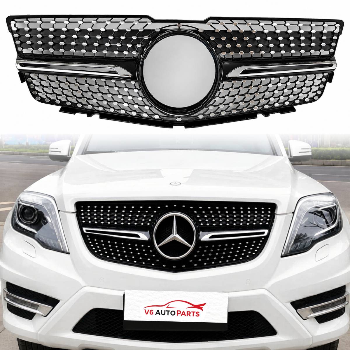 Schwarzer Frontstoßstangengrill für Mercedes Benz GLK-Klasse 2008–2012 X204 PreFacelift Sport