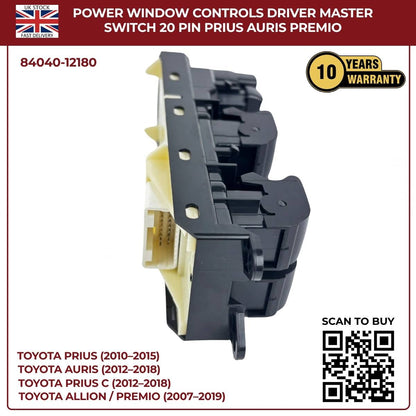 Toyota Lexus Driver Master Power Window Switch – Lock Control Buttons (OEM 84040‑12180, CT200h Prius Corolla)