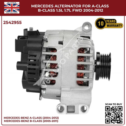 Mercedes Alternator SG9B121 / 2542955 — A-Class W169 & B-Class W245 1.5L / 1.7L Petrol FWD (2004–2012)